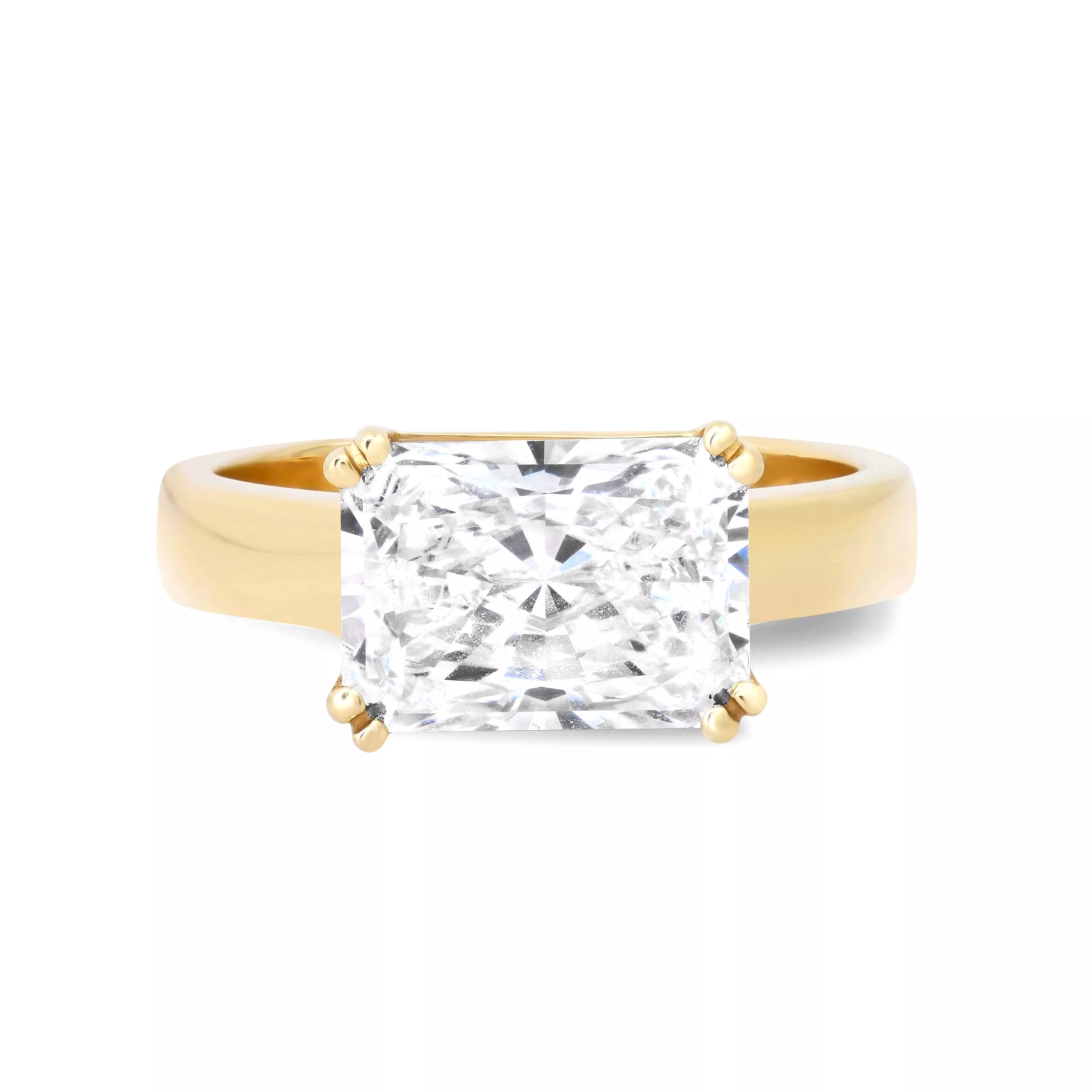 14K & 18K Gold Radiant Cut East West Diamond Ring, Lab Grown