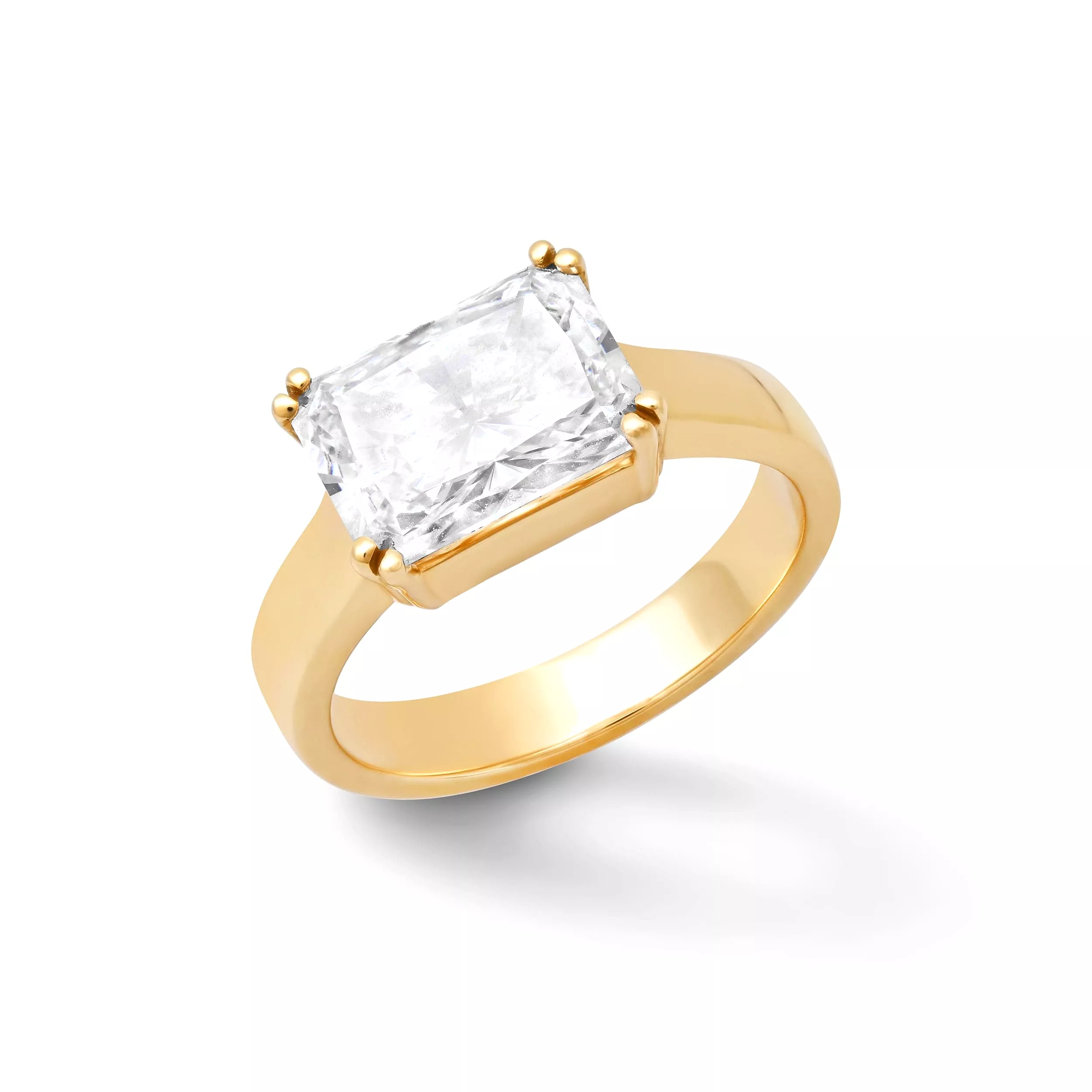 14K & 18K Gold Radiant Cut East West Diamond Ring, Lab Grown