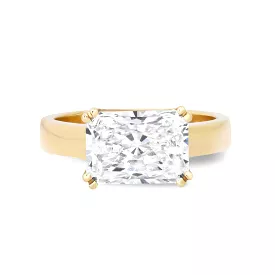 14K & 18K Gold Radiant Cut East West Diamond Ring, Lab Grown