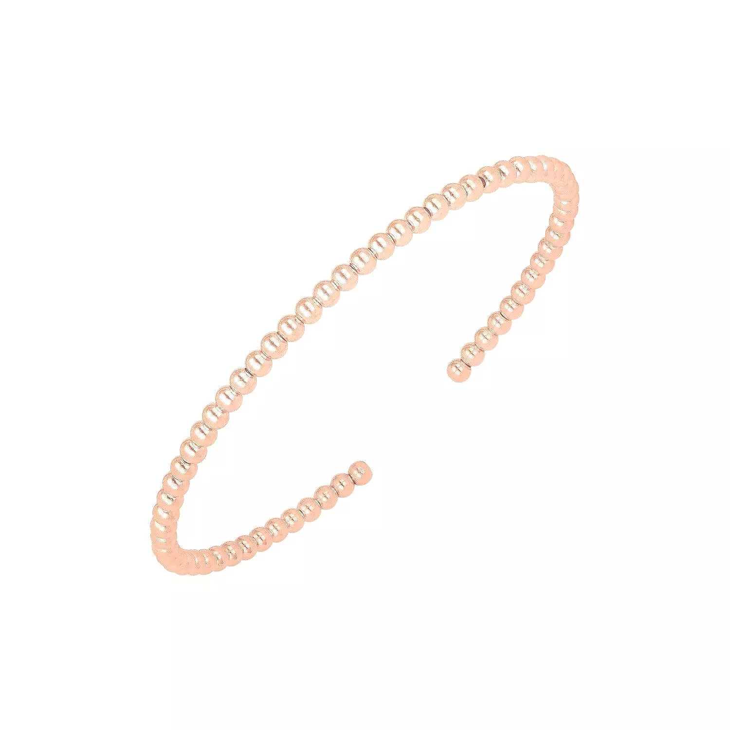 14k Rose Gold High Polish Bead Cuff Bangle (3mm)