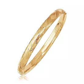 14k Yellow Gold Domed Bangle with a Weave Motif