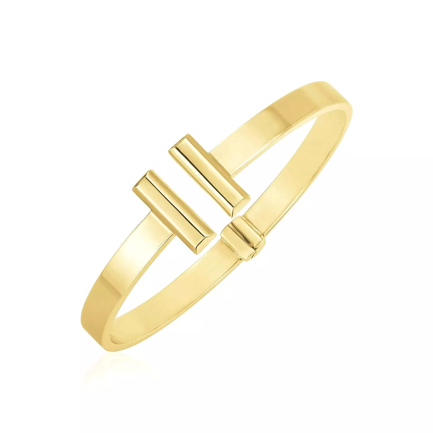 14k Yellow Gold High Polish Bar Cuff Bangle (6mm)