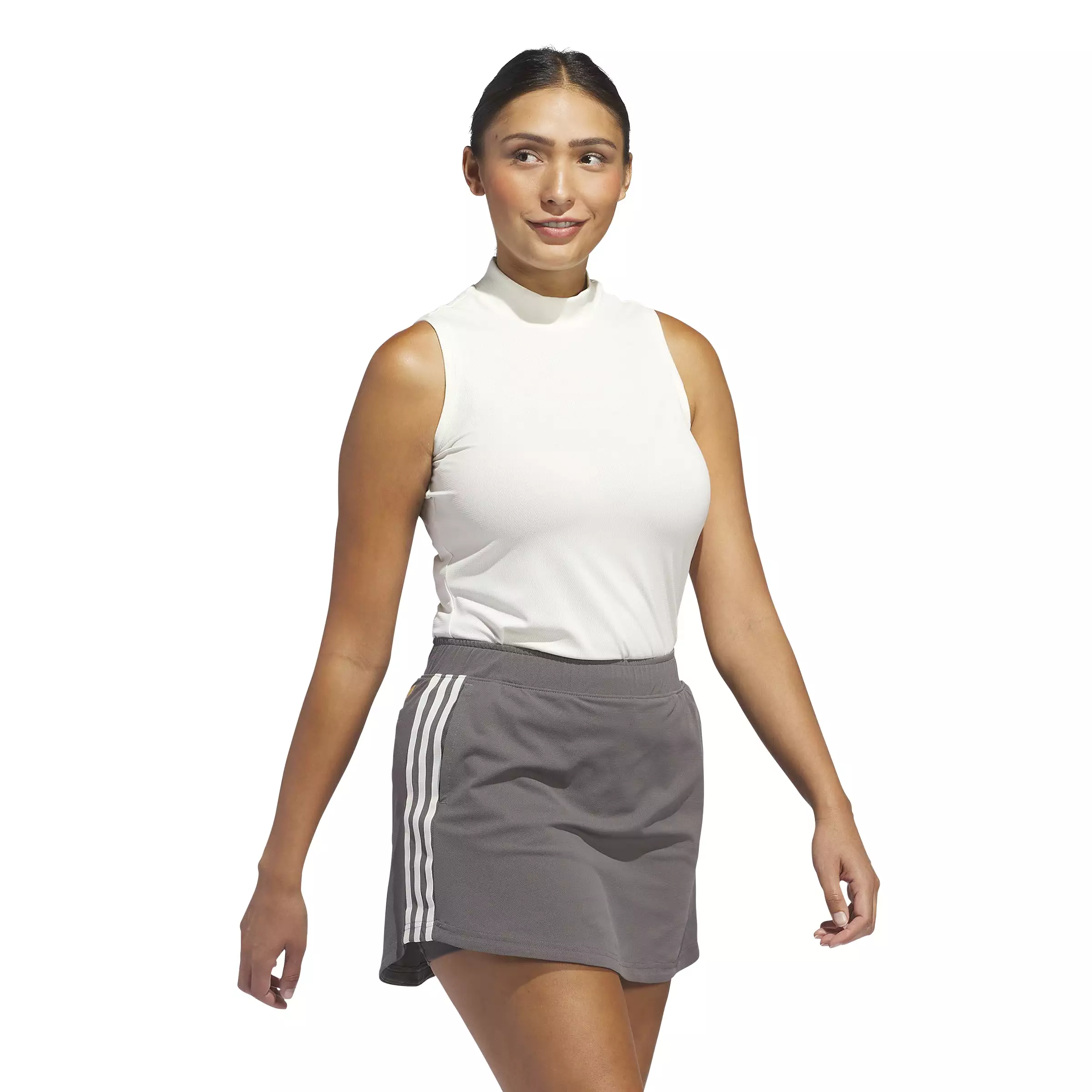 adidas Women's Ultimate365 Mock-Neck Sleeveless Golf Polo Shirt - Ivory