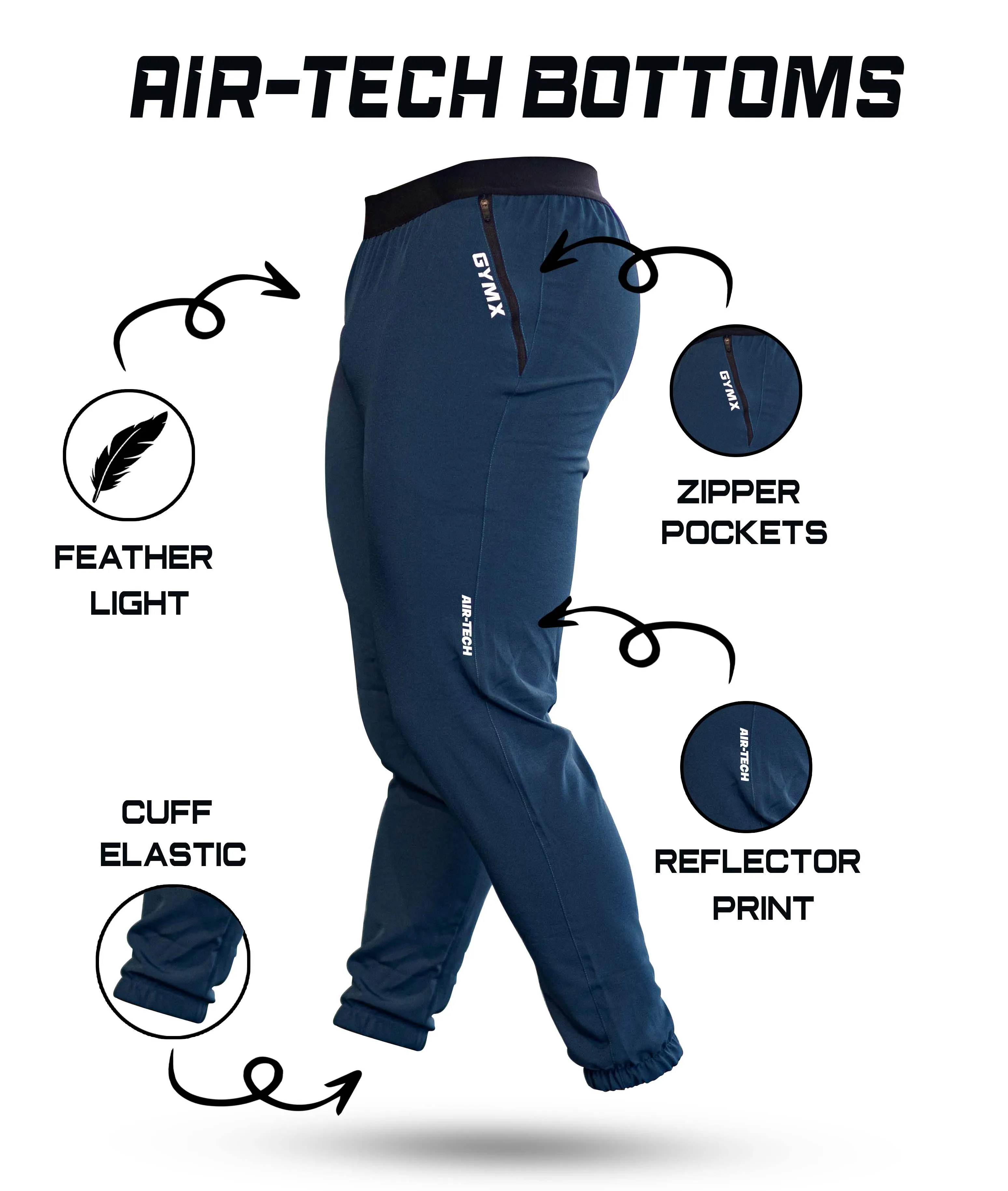 Air-Tech GymX Bottoms: Krypto Blue