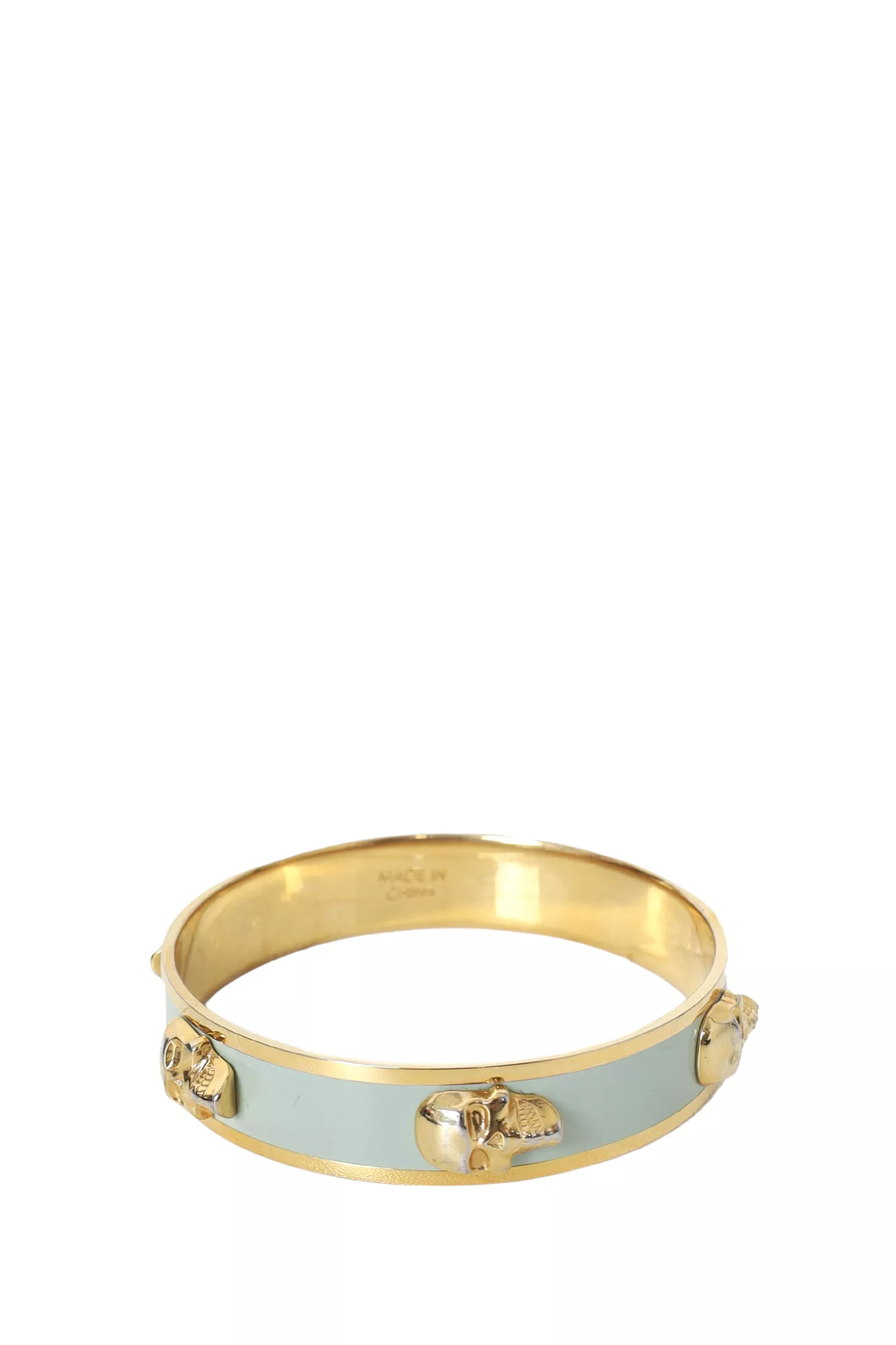 Alexander McQueen Gold Tone Blue Skull Bangle