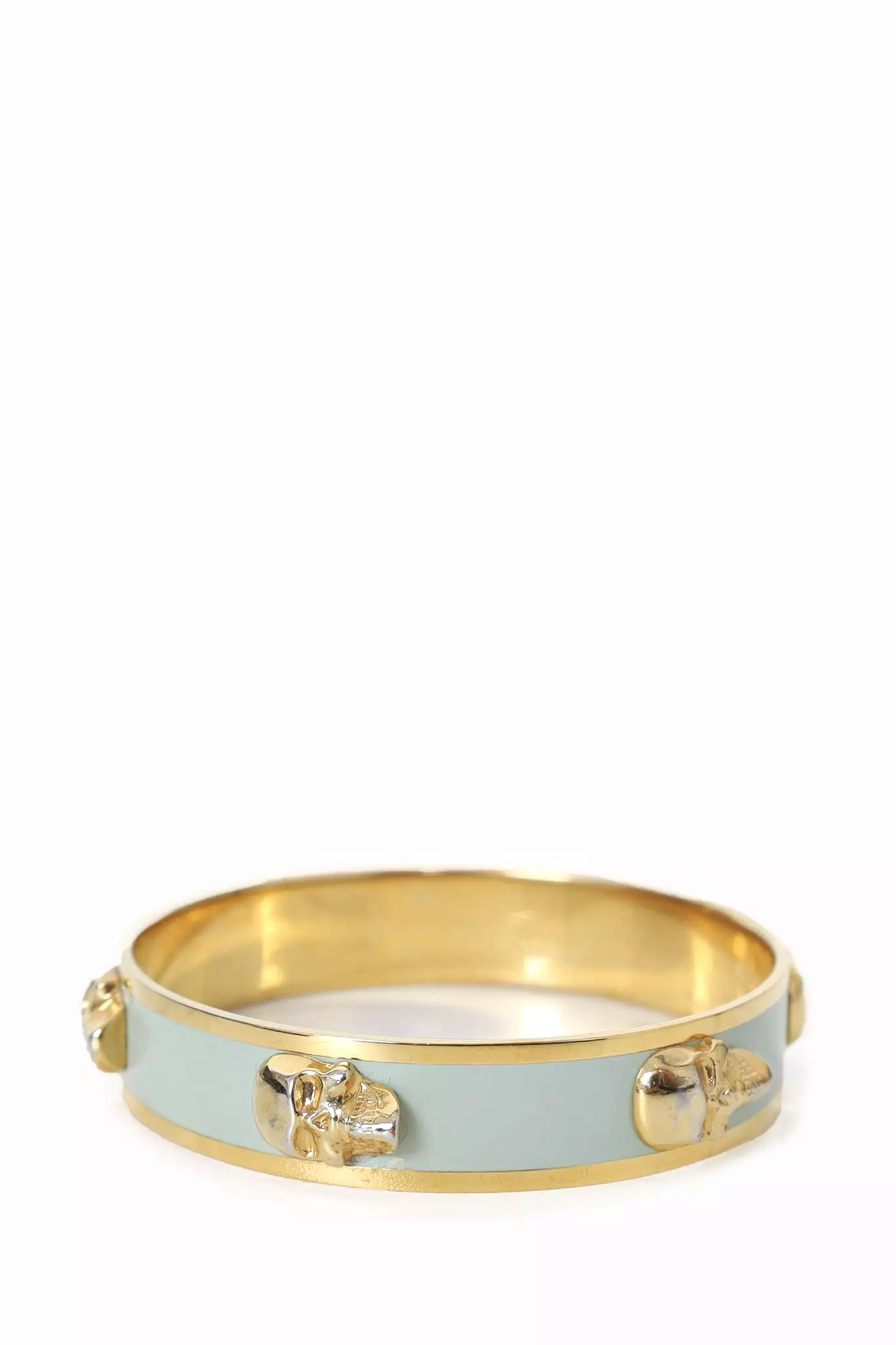 Alexander McQueen Gold Tone Blue Skull Bangle