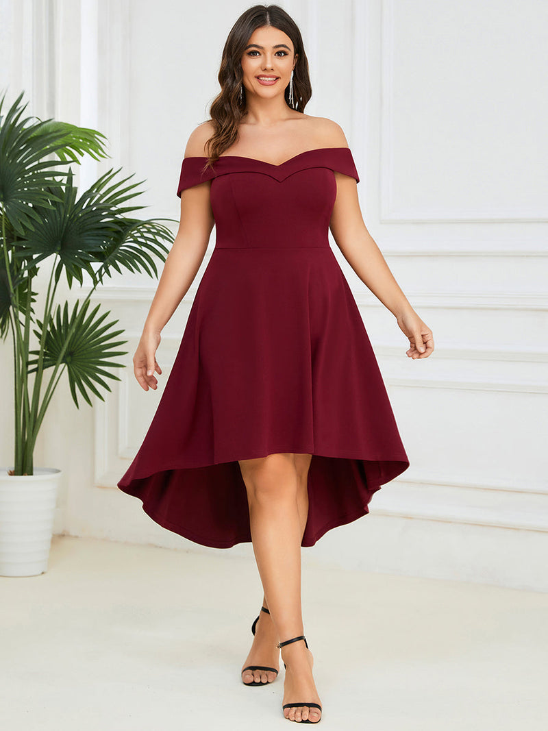 Asymmetrical Off Shoulder A Line Dress  AE00056