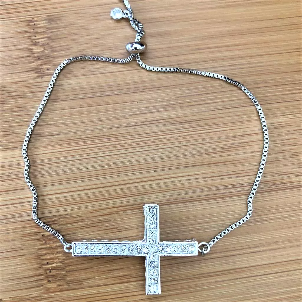 Black and Silver Cross Stack Bracelet Set