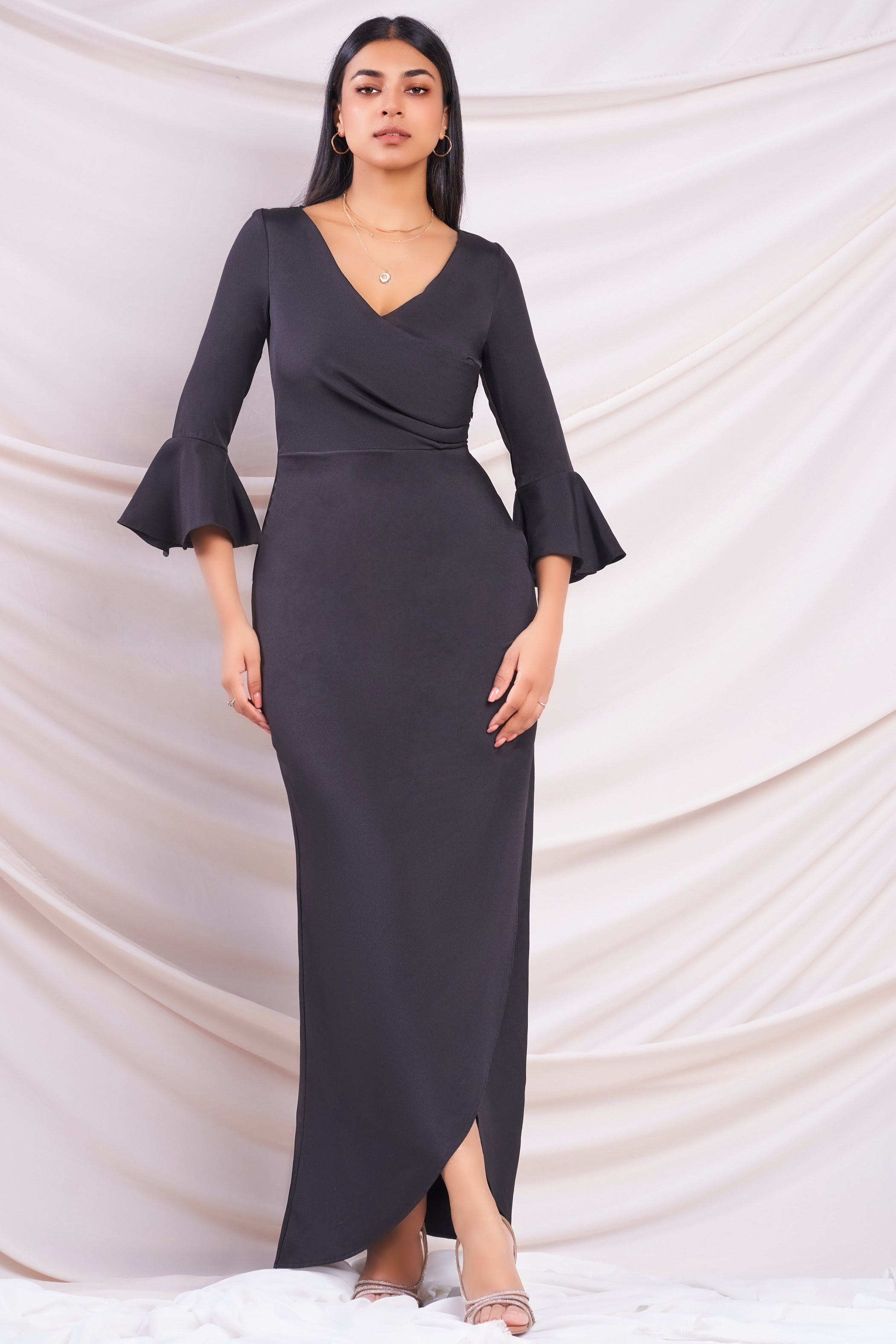 Black Wrap Maxi Dress