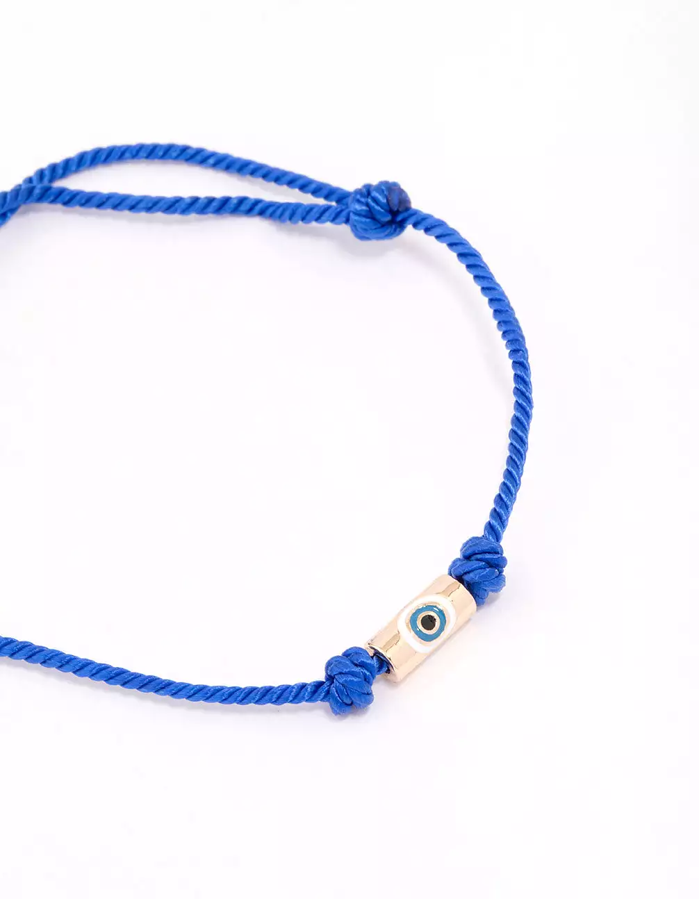 Blue Fabric Evil Eye Cord Adjustable Bracelet