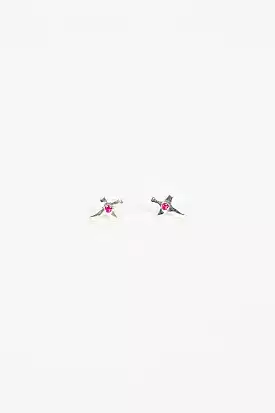 C18 Cross Earrings Ruby