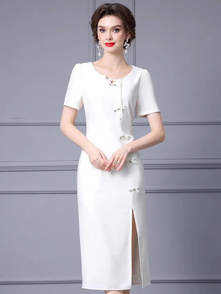 Caroline Elegant Chinese Style Pencil Dress