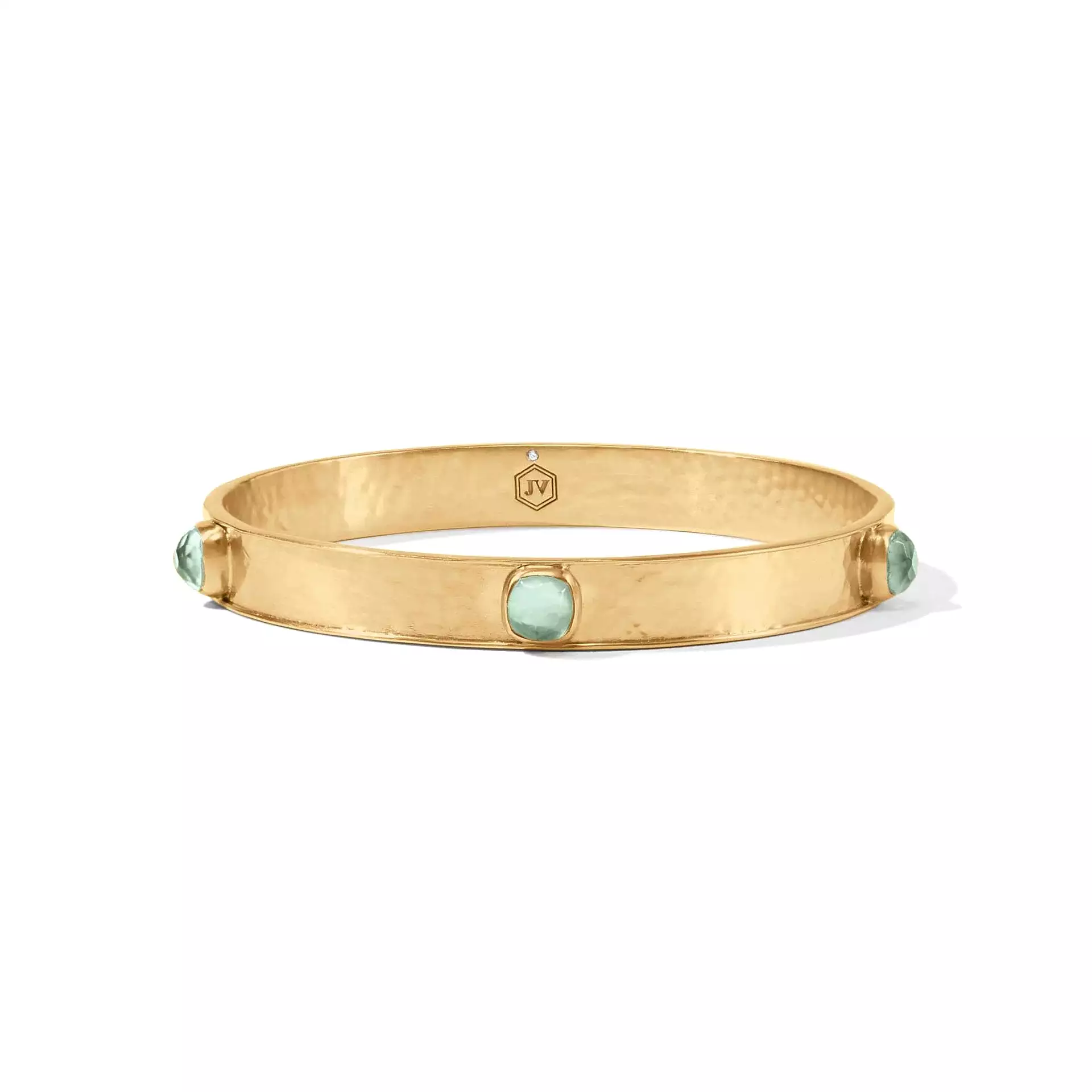 Catalina Stone Bangle- Gold- Iridescent Aquamarine Blue- S