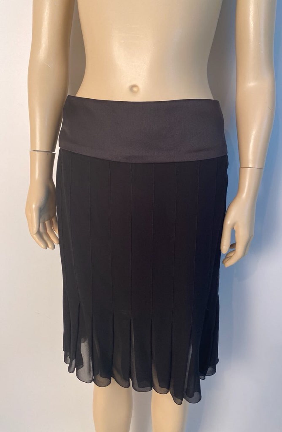 Chanel 03A, 2003 Fall Black Silk Chiffon Skirt FR 38 US 6