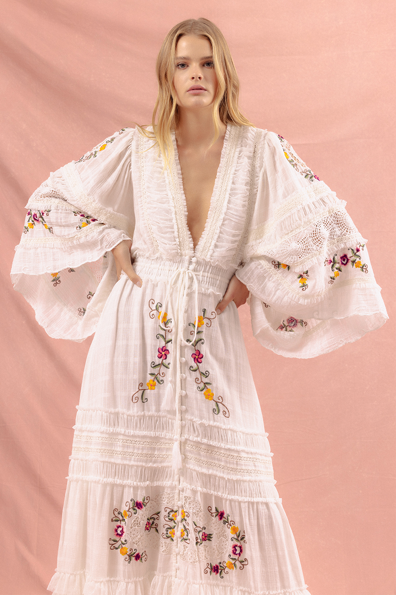 Charm Your Way - Embroidered Maxi Dress/Duster