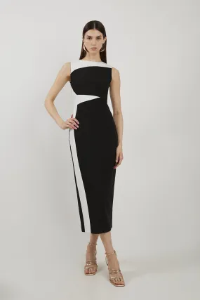 Clean Tailored Colour Block Pencil Midi Dress | Karen Millen