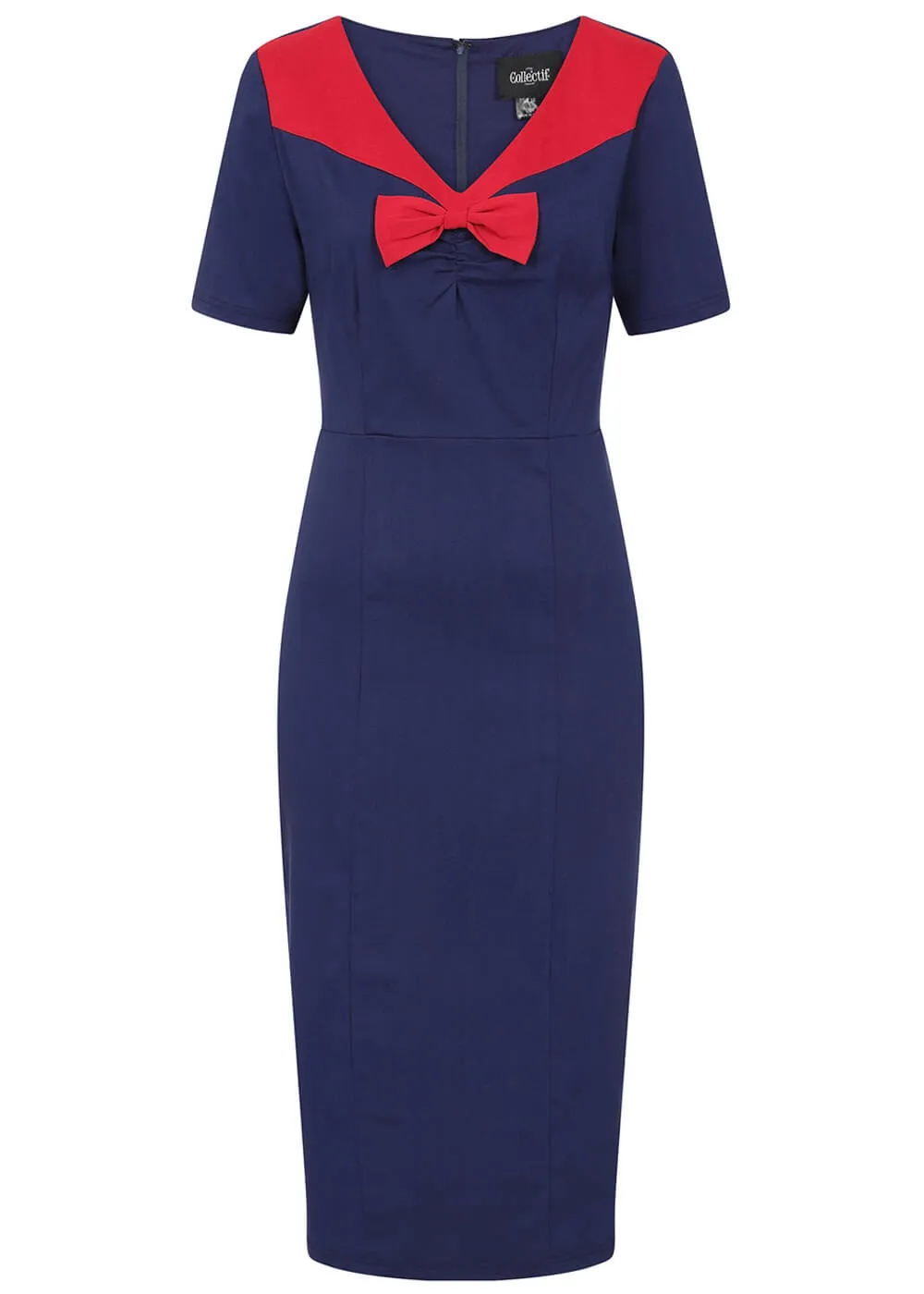 Collectif Margret 50's Pencil Dress Navy