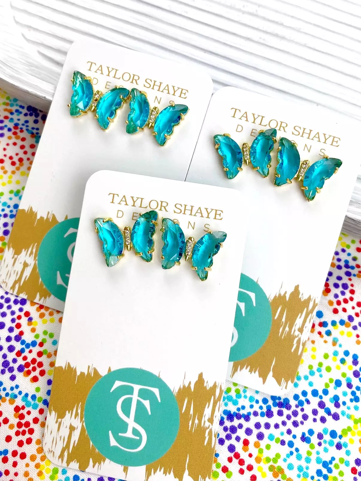 Crystal Butterfly Studs | Blue Iridescent