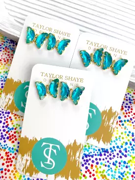 Crystal Butterfly Studs | Blue Iridescent