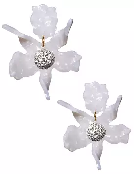 Crystal Lily Clip-on Earrings, Mother of Pearl