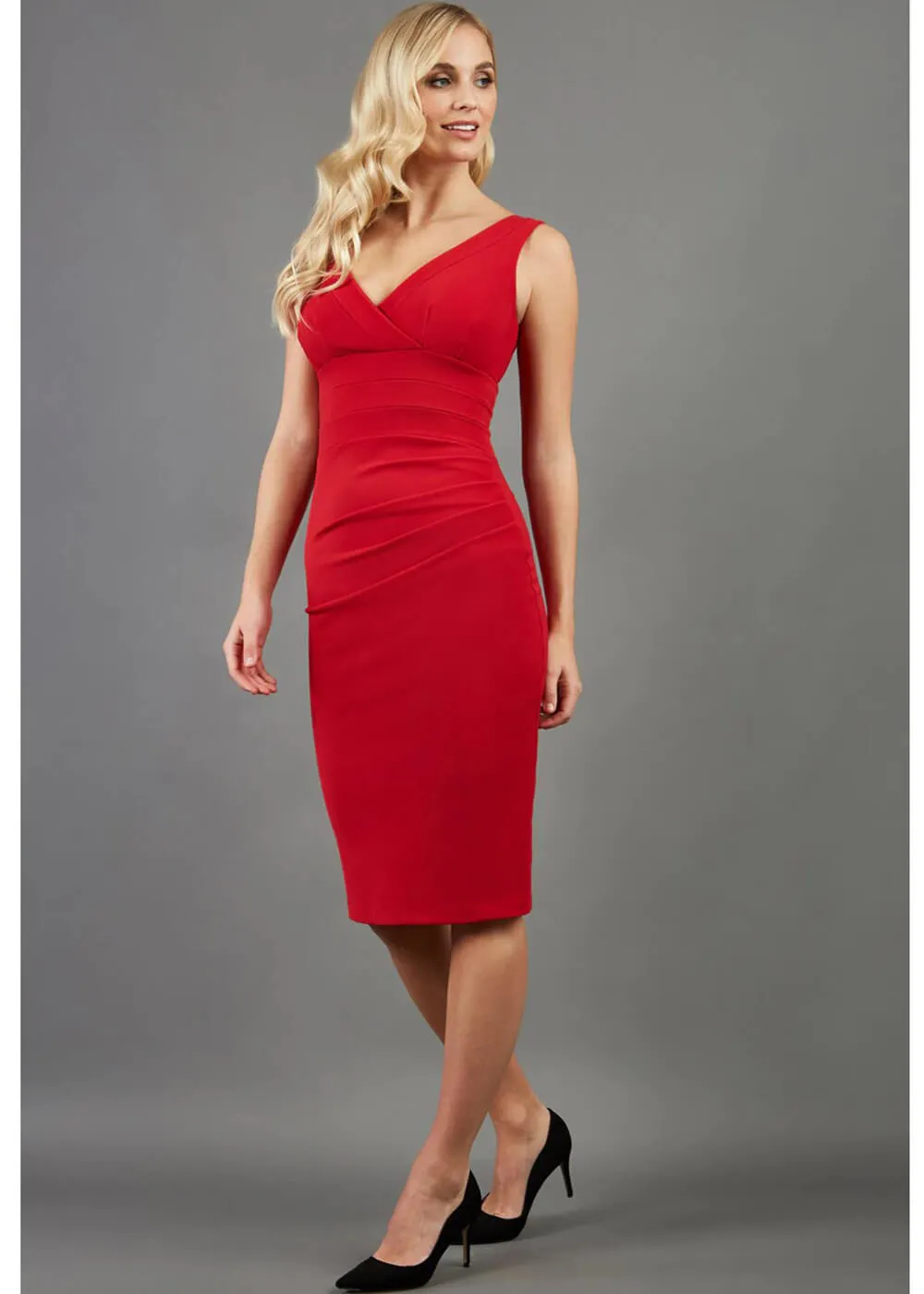 Diva Catwalk Banbury 50's Pencil Dress Red