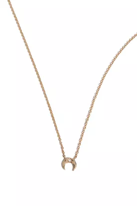 Double Horn Diamond Necklace in 14k Yellow Gold