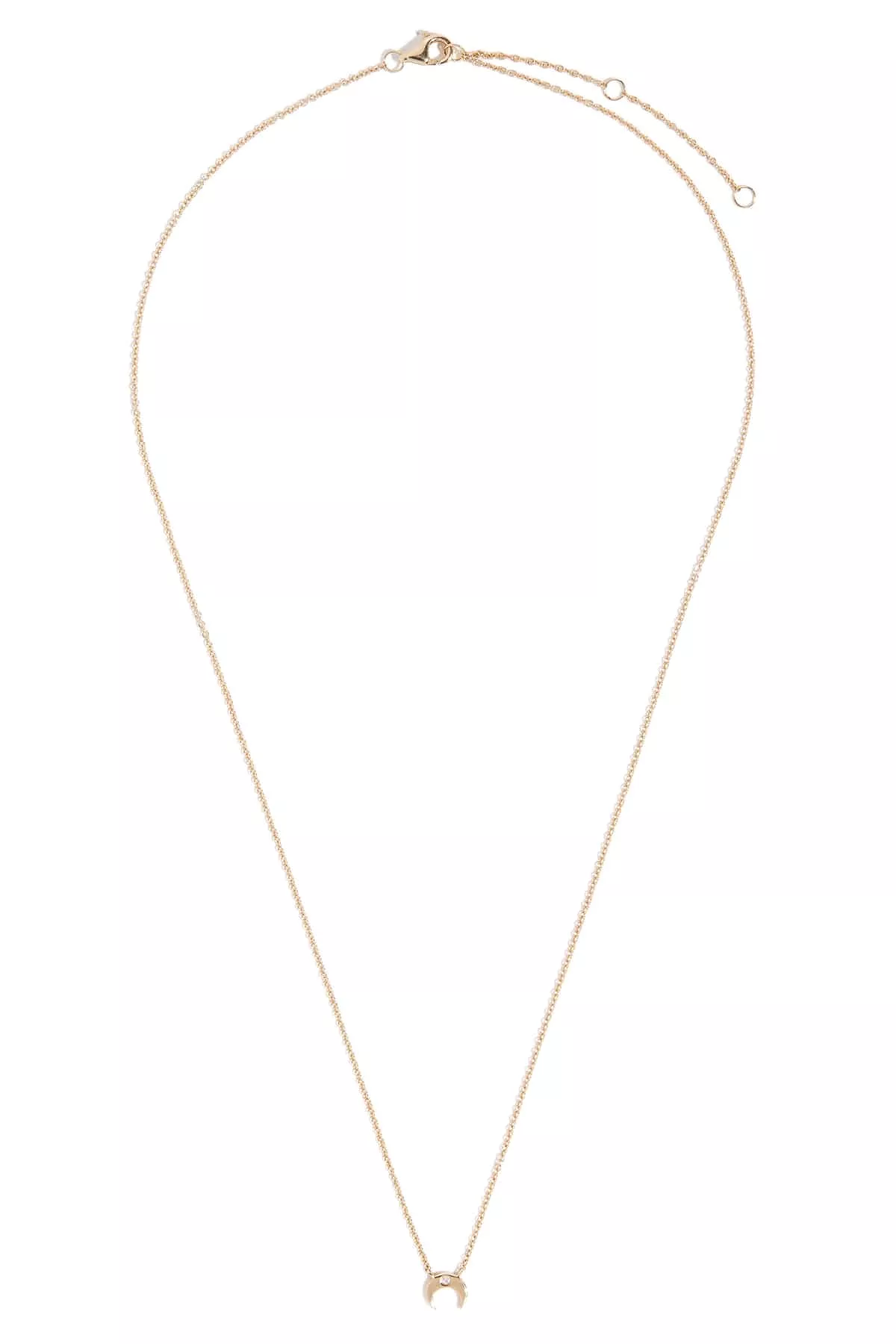 Double Horn Diamond Necklace in 14k Yellow Gold