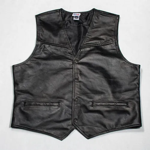 Embossed Black Leather Vest