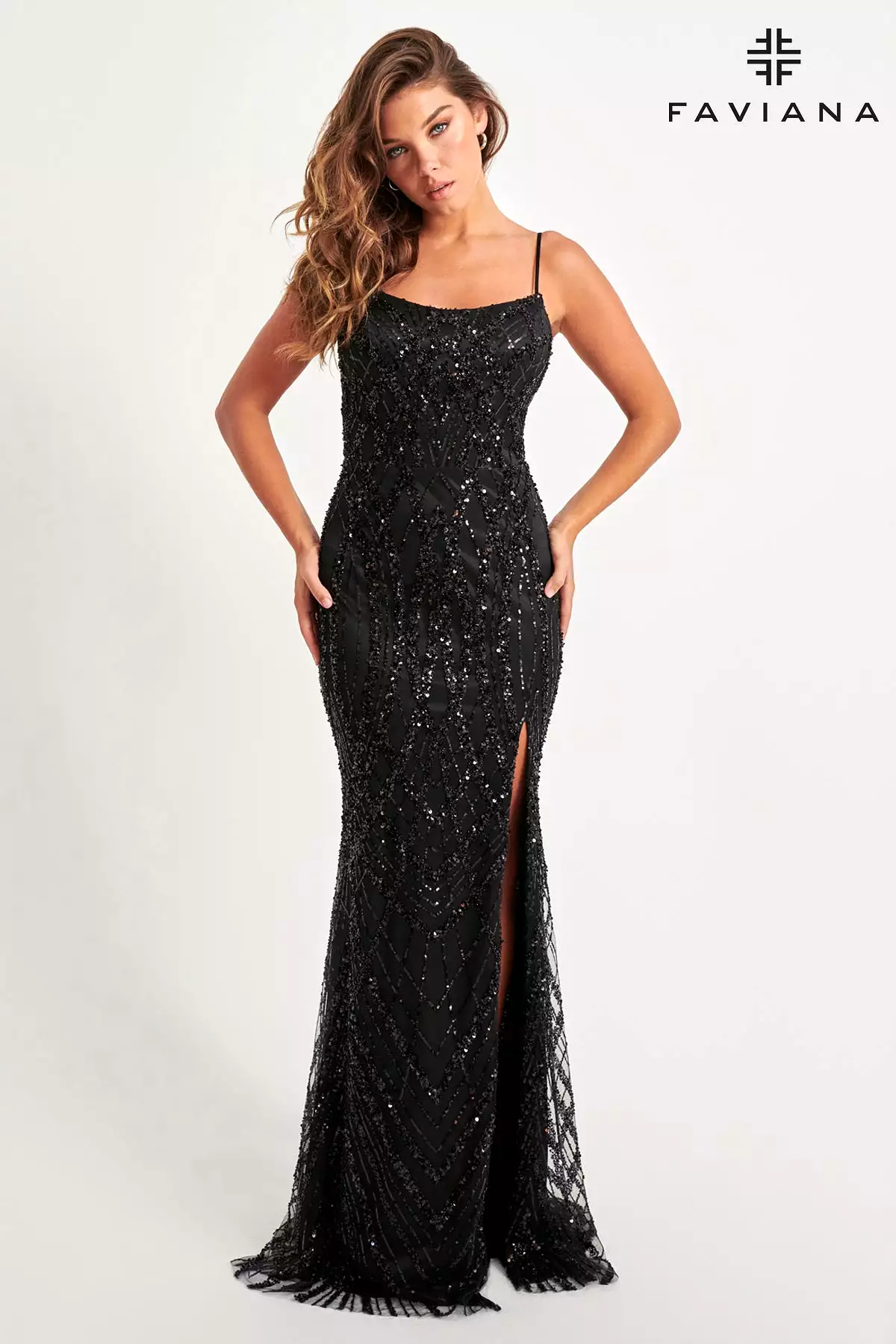 Faviana style 11075 Formal Dress With Elegant Beading Embellishment