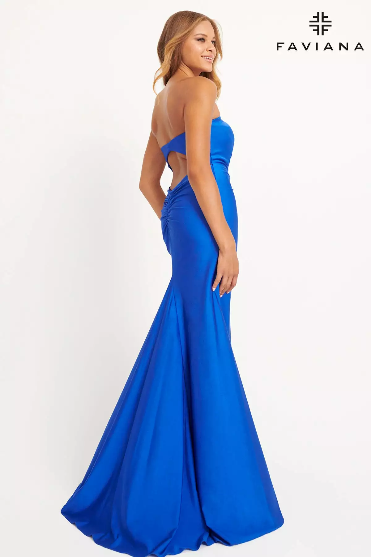 Faviana style E11015 Strapless Tight Long Dress With Gathering At The Sides