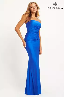 Faviana style E11015 Strapless Tight Long Dress With Gathering At The Sides