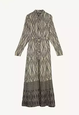 Geometrical Allover Printed Maxi Shirt Dress