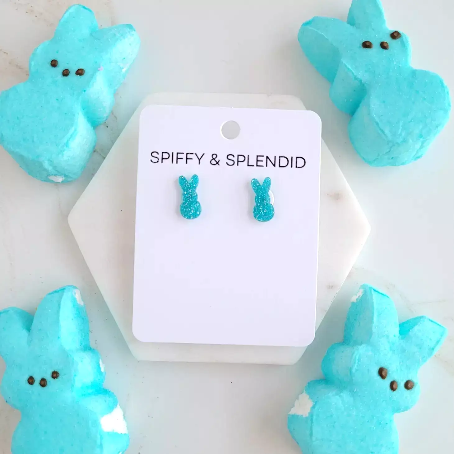 Glitter Bunny Studs - Blue / Easter Earrings