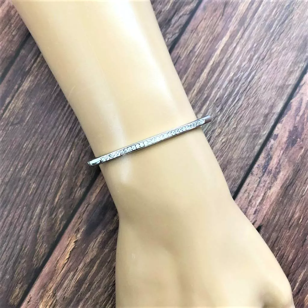 Gold or Silver CZ Bar Adjustable Bracelet