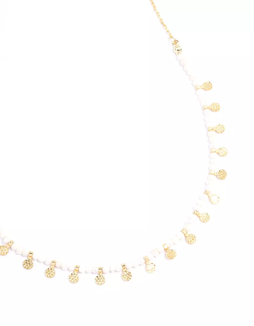 Gold Plated Mini Freshwater Pearl Disc Station Necklace