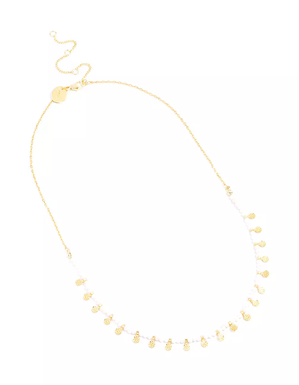 Gold Plated Mini Freshwater Pearl Disc Station Necklace