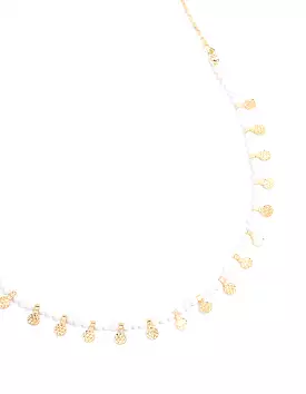 Gold Plated Mini Freshwater Pearl Disc Station Necklace