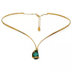 GREEN EMERALD DROP CRYSTAL NECKLACE