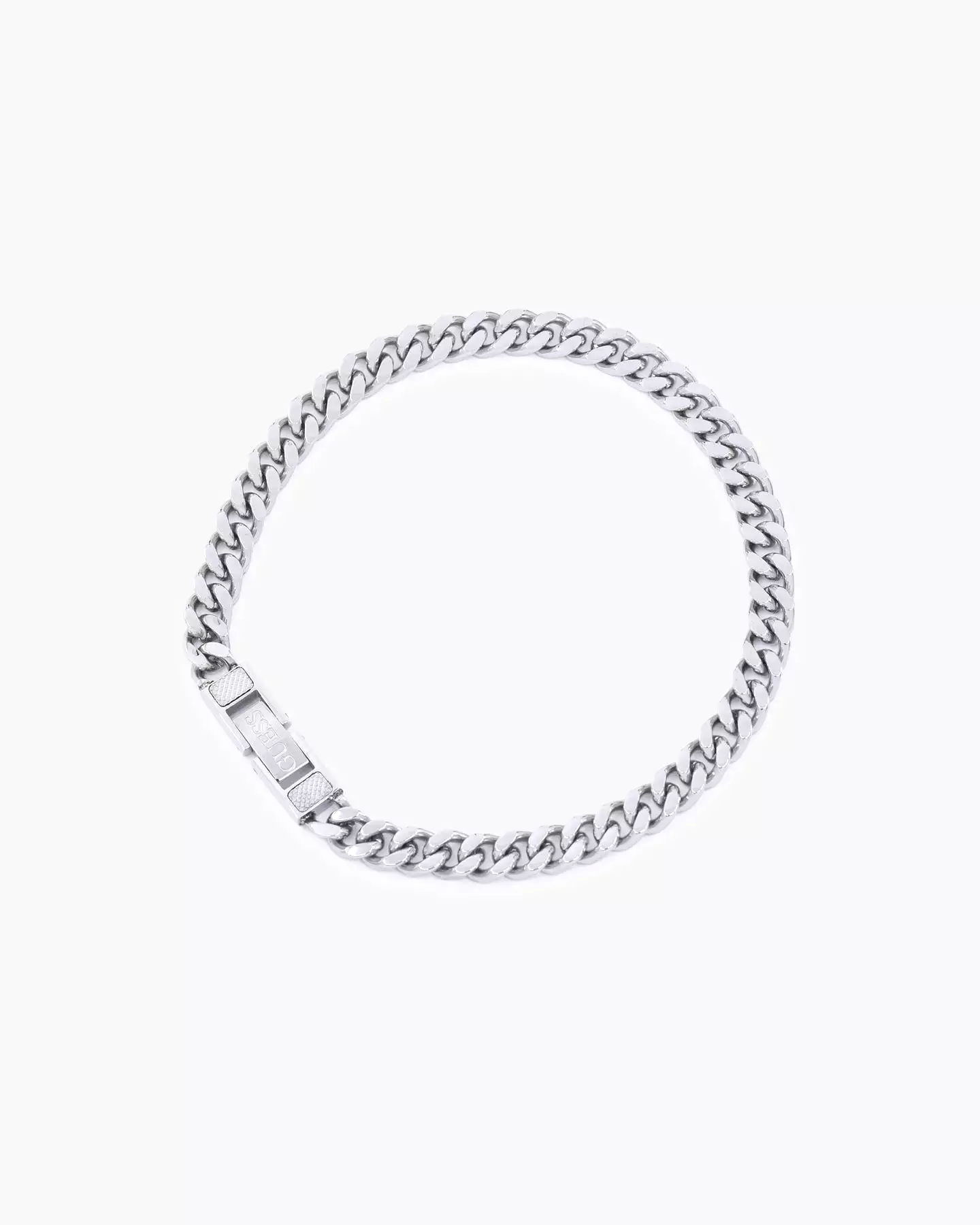 Guess Mainline Link City 6mm Diamond Cut Bracelet Silver