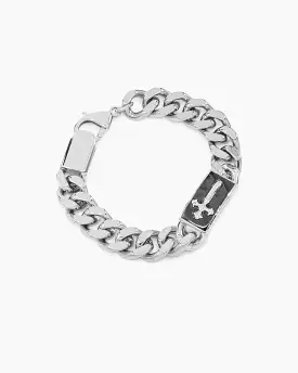 Guess Mainline South Alameda Shield Tag Bracelet Silver