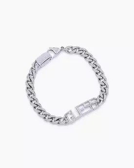 Guess Mainline Vegas Logo 7mm Chain Bracelet Silver