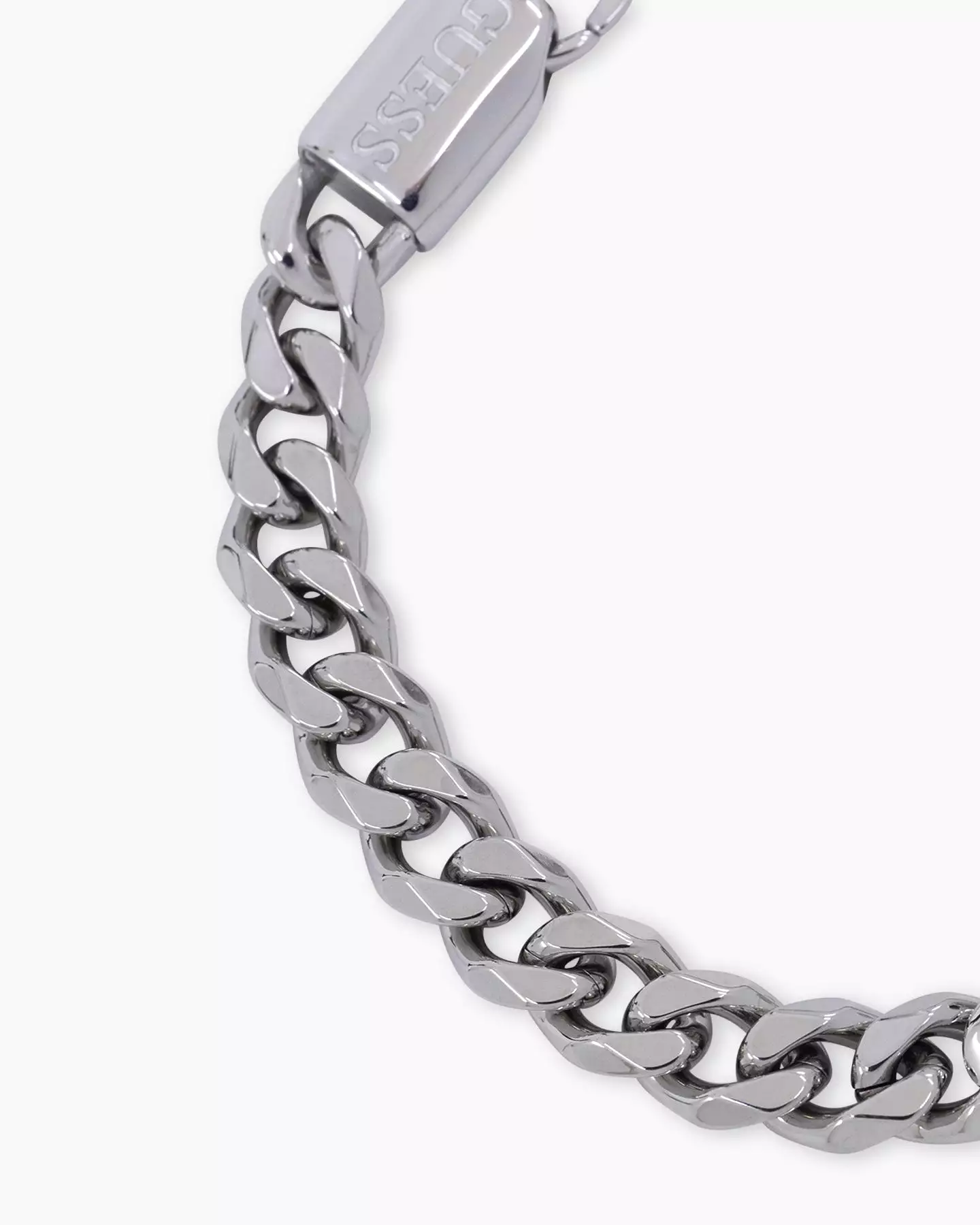 Guess Mainline Vegas Logo 7mm Chain Bracelet Silver