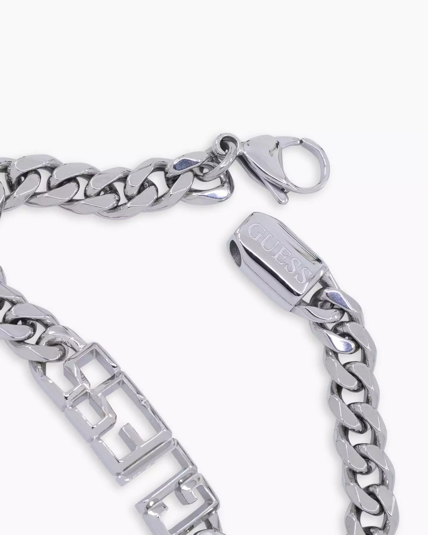 Guess Mainline Vegas Logo 7mm Chain Bracelet Silver