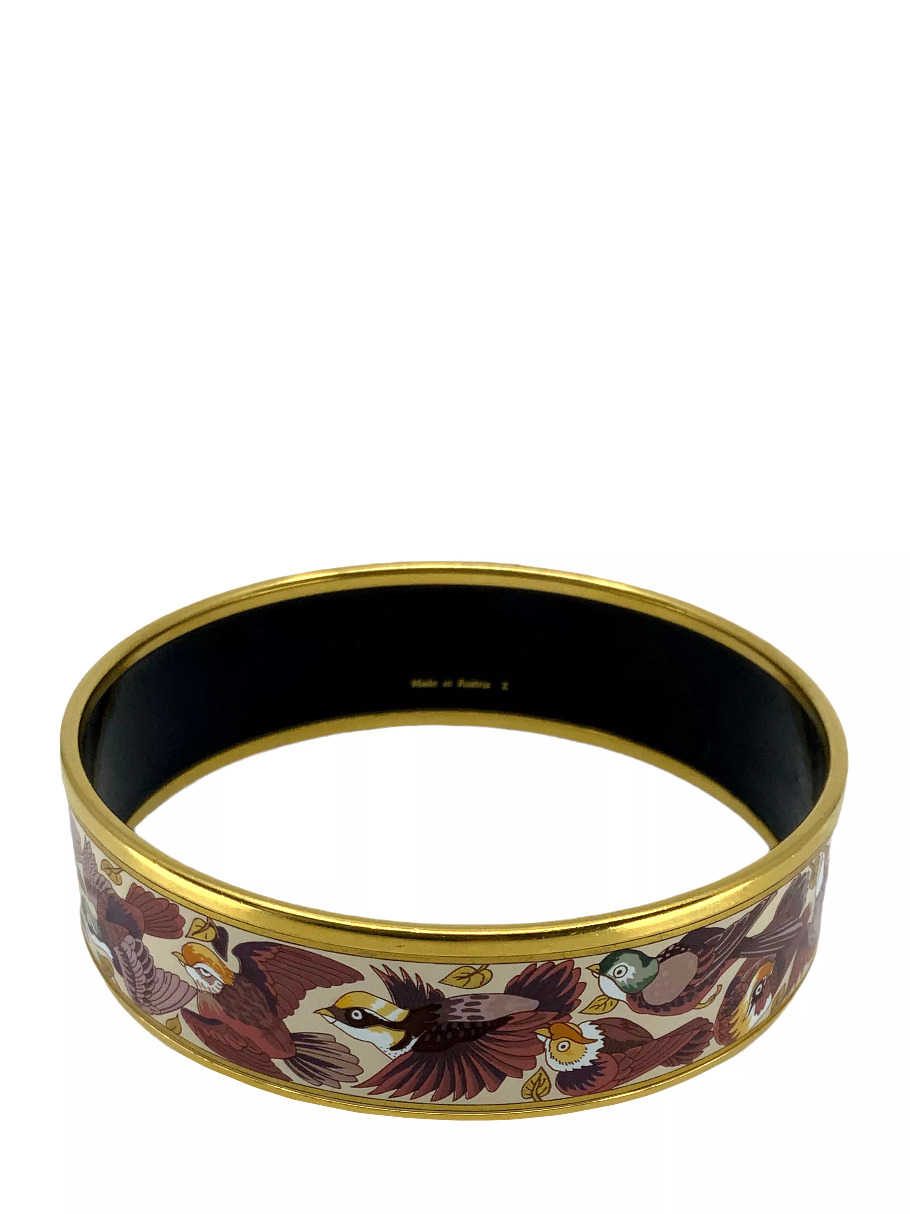 Hermes Birds Printed Enamel Wide Bracelet 70