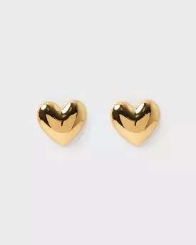 Izoa Maggie Heart Stud Earrings Gold