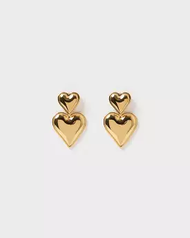 Izoa Tana Heart Stud Earrings Gold