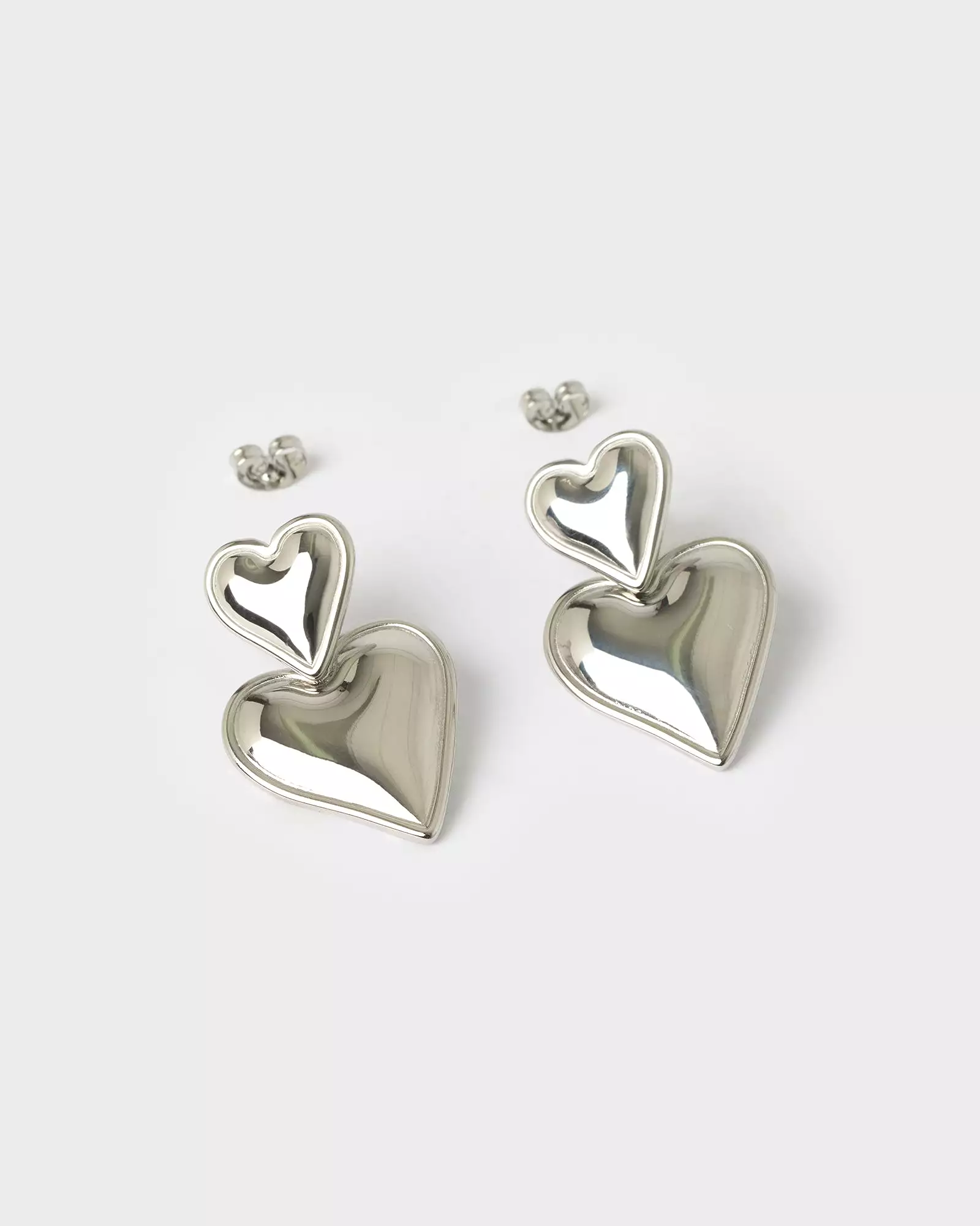 Izoa Tana Heart Stud Earrings Silver