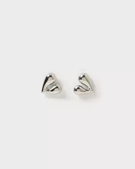 Izoa Vionna Heart Stud Earrings Silver