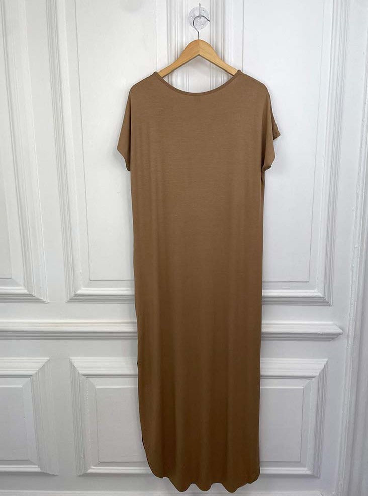 Jersey T-Shirt Maxi Dress - Caramel