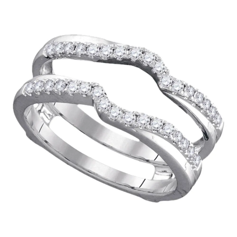 Keene Jewelers 14kt White Gold Womens Round Diamond Ring Guard Wrap Ring Guard Enhancer 1/3 Cttw